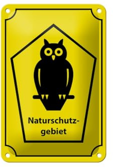 mrdeco Metall Schild 12x18cm gewölbt Naturschutzgebiet Eule Schild