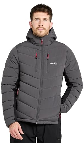 Peter Storm Men’s Ingleton Hybrid Jacket with Adjustable Hood and Stretch Side Panelling, Water Repellent & Insulated Winter Padded Puffer Coat (UK, Alpha, L, Regular, Regular, Grey)
