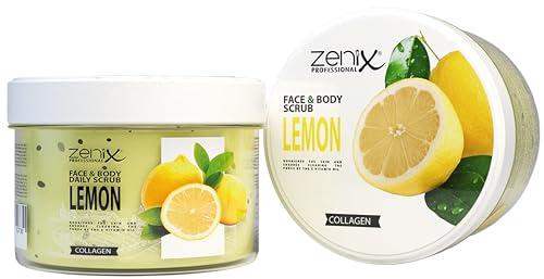 Zenix Face & Body Scrub 275ml | Hautreinigendes Peeling für Gesicht und Körper | entfernt abgestorbene Zellen | klärt Talg | pflegt die Haut | Spendet der Haut Feuchtigkeit - (Lemon)