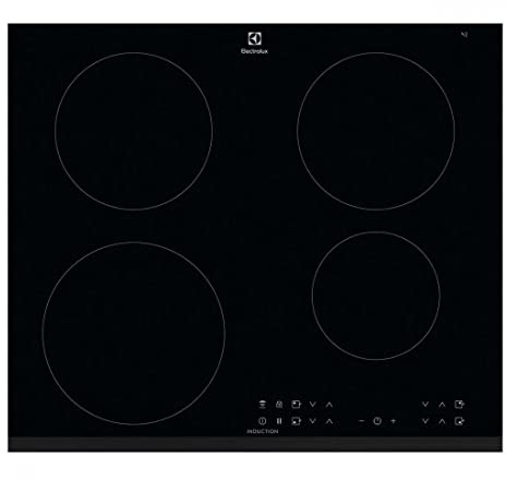 Electrolux LIT6043 – Placa de Inducción Infinite, 60 cm, 4 Zonas, Biselada Extraplana, Control Táctil, Temporizador, Función Pausa, Hob2Hood, Anclaje Easy Fix