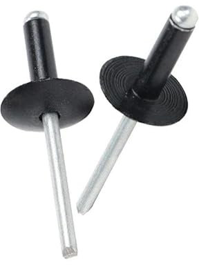 30/50 Stück Aluminium-Stahl-Blindnieten mit großem Flanschkopf, schwarz, 4,8 x 16 x 16 mm, 30 Stück