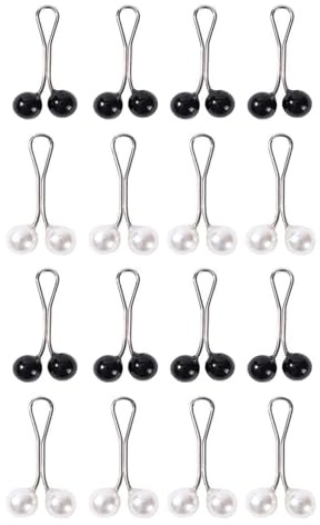 SURALIN 16 PCS Muslim Hijab Pin Clip Perlen Clip Schal Pin Damen Hijab Brosche Clip Perle Sicherheitsnadel Pullover U Form Sicherheitsnadel
