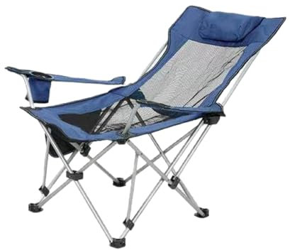 Campingstuhl, Klappbarer tragbarer Rasenstuhl, Tragbarer Angelstuhl mit Armlehnen, Becherhalter und Tragetasche, Verstellbare Rückenlehne, Bequeme Lagerung, Geeignet für Camping, Picknick, Strand ( Co