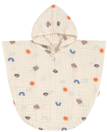 LÄSSIG Kinder Badeponcho aus Musselin mit Kapuze/Muslin Poncho Blossom Nature