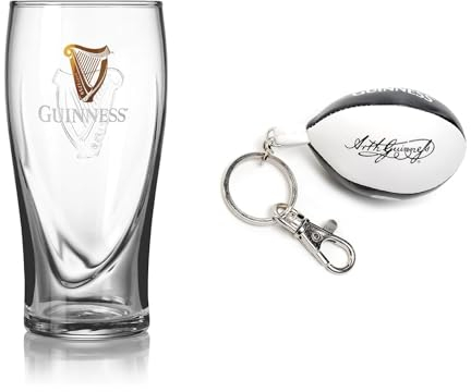 Shamrock Gift Company Guinness Gravity - Vaso de pinta de 591.5 ml con llavero Guinness antiestrés, pelota de rugby