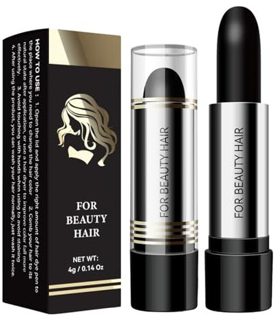 Root Touch-Up Stick - Black Hair Dye Pen - Temporary Hair Colour Pens - Grey Hair Cover Up - Semi-Permanent Hair Dye Temporary Pen - Waterproof Long Lasting Grey Hair Coverage Beard - 4g