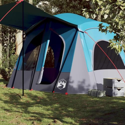 Tino Tech Campingzelt 5 Personen Outdoor Tent Blau 340x297x215 cm Polyester Winddicht Campingzelt Familienzelt Große Wurfzelt Festivalzelt Wurfzelte für Familie Trekkingzelt