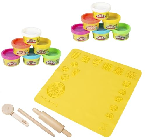 roba x Play-Doh Sustainable Play Set - Extra-Large 3D Creative Mat, 12 Cans of Dough, FSC Wooden Tools - Educational Value & Ready to Play - For Children Aged 3 and Up