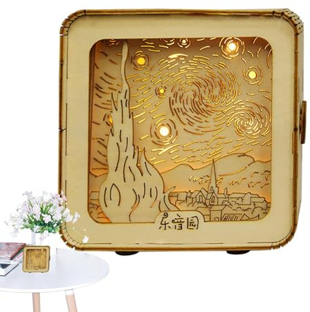 dmqdu Puzzle in Legno, Luce Notturna | Lampada da Tavolo Intagliata Luce Notturna | Giocattoli educativi di Apprendimento Fatto a Mano, Lampada da Scrivania Carina per Camera da letto, Luce Notturna