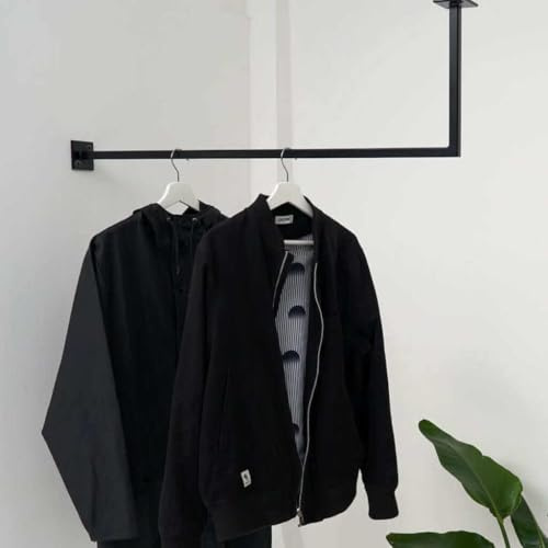 Industrielle Garderobenstange - SIMPLE HANGIN' | Kleiderstange zur Wand- & Deckenmontage | Pulverbeschichtetes Metall | Schwarz | Hohe Belastbarkeit & Modernes Design (1000x700)