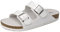 Mesing Sandalias Mules Mujer Hombre Verano Plana Hebilla Punta Abierta Sandalias de Pala Cómodo Piel de Ante Pantuflas de Corcho XZ490-White-EU38