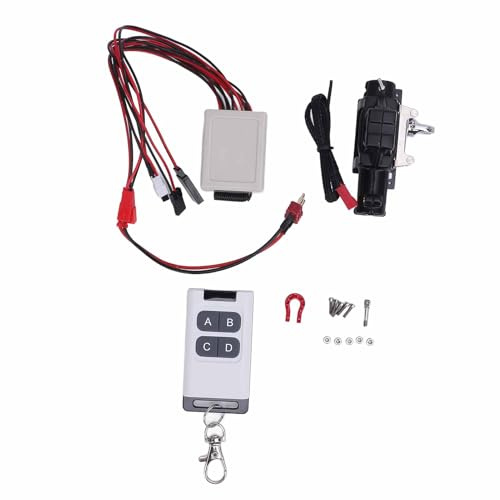 RiToEasysports RC Car Automatic Winch,Aluminum Alloy Winch Remote Control Kit for 4 D90 D110 1/10 RC Car (Black)