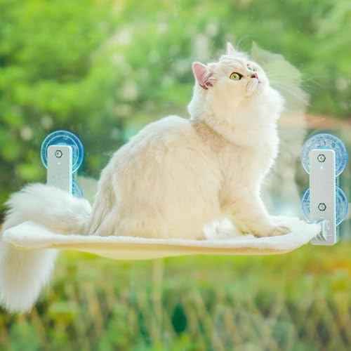 EDAGNY Pliable Hamac Chat Fenetre léger 58x30cm avec Confort aTapis Blanc