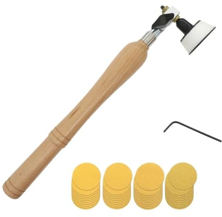 2 Zoll Durchmesser Schüsselschleifer Mit Schleifpapier Doppellagerkopf Und Schaumstoff-Klettschleifer Mit Dorn Und Hartholzgriff 42PC