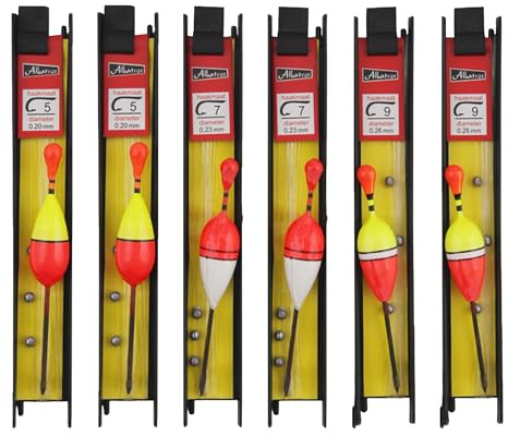 Hezhou 6 Stück Fishing Posen Set Angelposen Angeln Schwimmt Set Mit Senkblei, Angelschnur und Haken (5#, 7#, 9#) für Friedfische, Forellen, Aal, Zander ideal für See, Fluss, Bach und Teich