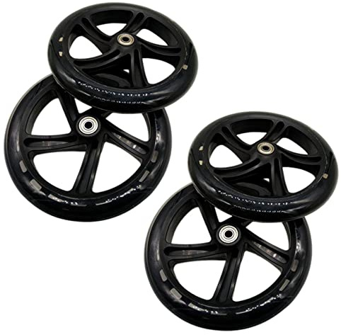 Qezodsx 4 Stück Rollerrad 200 mm Pu Material RadstäRke 30 mm Abec-7 Kugellager Rollerzubehör,Transparent Schwarz