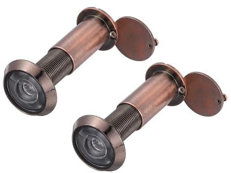PATIKIL 24 mm Door Viewer Peephole, 2 Pcs Zinc Alloy 200-Degree Privacy Door Viewer with Heavy Duty Rotating Privacy Cover Fits for 1-9/16 to 2-3/16 for Home Office Hotel, Red Bronze