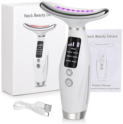 Masajeador facial eléctrico, dispositivo de belleza de vibración térmica, herramienta de escultura de cara y cuello (blanco)