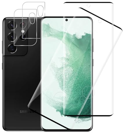 Carantee 2+2 Stück Schutzfolie für Panzerglas für Samsung Galaxy S21 Ultra 5G, 3D Keine Blasen Folie mit Kameraschutz, Kratzfest HD Displayschutzfolie für Samsung Galaxy S21 Ultra Schutzglas