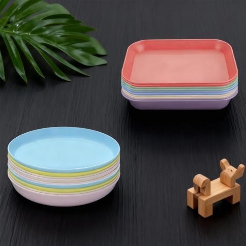 Zhixan 20pcs Plastic Plate Sets, Unbreakable Reusable Dinner Plates for Adults - Christmas Parties, Desserts & Trifles, Portion Control Serving Small & Large Dishes