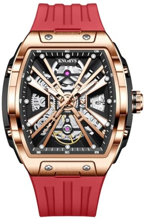 singmay Herr Tourbillon automatisk mekanisk klocka – rostfritt stål silverfodral, skeletturtavla, silikonrem, 30 m vattentålig, Roséguld, Klassisk