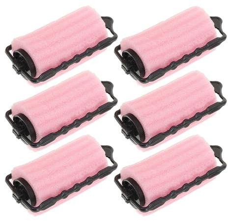 PRETYZOOM 6 Bigoudis Éponge Rose pour Cheveux Longs, Boucles sans Chaleur Pendant la Nuit, Confortables et Faciles à Utiliser Coiffage sans Dommage
