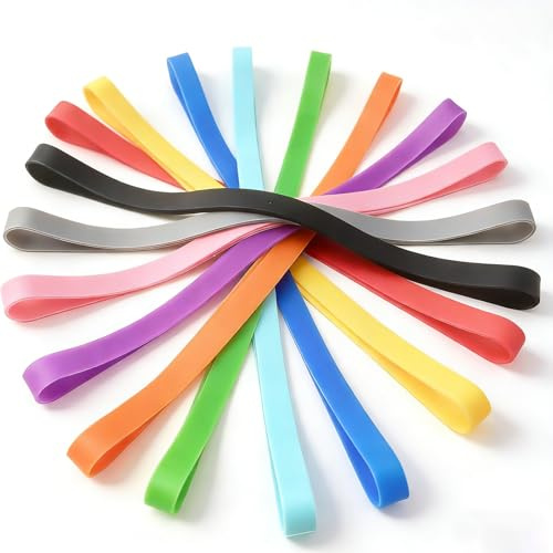 20PCS Large Silicone Elastic Bands, Thick Heavy Duty Rubber Bands, Strong Reusable Colourful Stretch Bands for Storage, Office, Kitchen, Bins, Boxes and Crafts