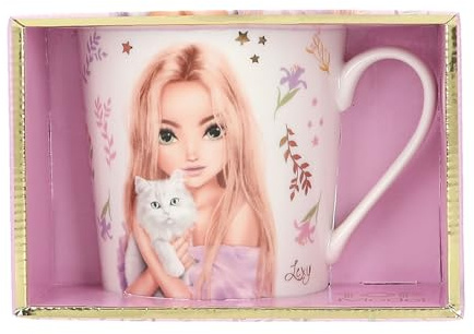 Depesche 14064 TOPModel Blooming Kitty - Tasse in Weiß, mit Model und Katzen Motiv, Aufschrift und Gold, Trinkbecher aus Porzellan, Füllmenge ca. 300 ml