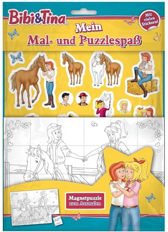 Bibi & Tina: Mein Mal- und Puzzlespaß: Magnetpuzzle zum Ausmalen, Sticker und Ausmalseiten