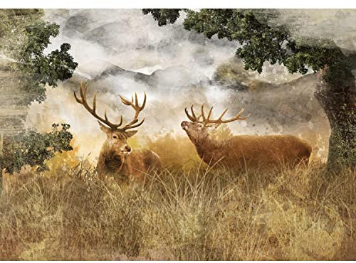 Runa Art Papier peint intissé 396 x 280 cm cerf naturel | Toison Décoration Murale Salon Chambre á Coucherr | Fabrication Allemande | marron 9272012a