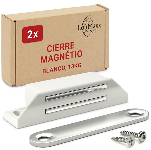 Imanes de Puertas Para Armario LouMaxx, Cerradura Magnética Puerta Extra Fuerte - Fuerza de Sujeción 4kg - Juego de 10 Unidades en Blanco – Cerradura Imán – apto para Puertas, Muebles y Cajones.