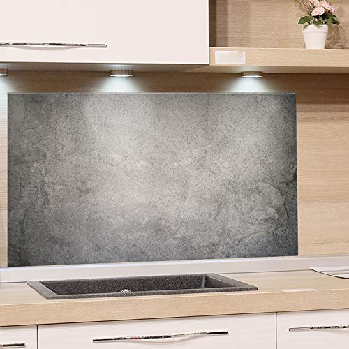 GRAZDesign Spritzschutz Glas Granit Grau Marmor, Glasbild als Küchenrückwand Glas - Küchenspiegel - Wandschutz Küche Herd Glasrückwand für Küche, 100x60cm