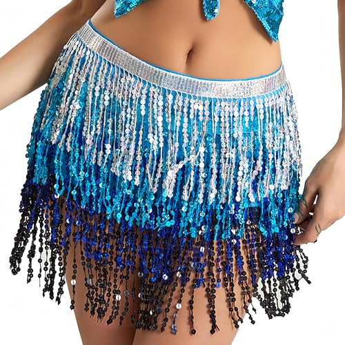 MUNAFIE Pailletten Rock, Glitzer Rock, Bauchtanz Hüfttuch Rave Festival Outfit Damen