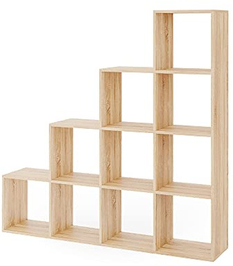 Vicco Treppenregal, Sonoma, 142.5 x 140 cm | als Raumteiler in leiterförmiger Bauweise einsetzbar
