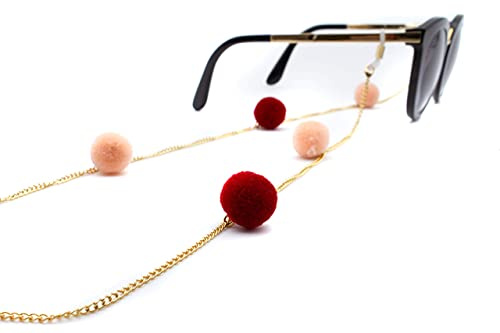 GERNEO - Tel Aviv - Premium Brillenkette & Brillenband in diversen Farben - aus 18 Karat Gold - Kette mit Bommeln in Samtoptik (gold) - Unisex für Lesebrille & Sonnenbrille