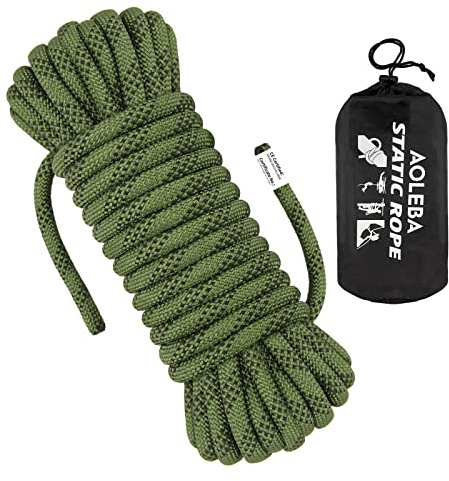 AOLEBA 10.5 mm Static Climbing Rope 10M(32ft) 20M(64ft) 30M(96ft) 50M(160ft) 70M(230ft) Outdoor Rock Climbing Ropes, Escape Rope Ice Climbing Equipment Fire Rescue Parachute Rope