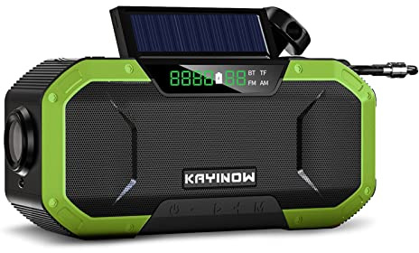 Kavolet Solar Radio, Tragbar Kurbelradio Dynamo Radio mit AM/FM, 5000mAh Power Bank Ladegerät Blitzlicht, LED Taschenlampe, SOS-Alarm für Notfall Outdoor, Outdoor-Camping-Überlebensradio