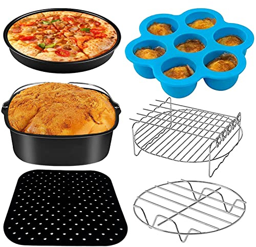 I-MOGOO Air Fryer Accessories 5.5L Square, Utensils Suitable for COSORI Ninja CECOTEC INNSKY Philips 5.5L 6L 6.2L Air Fryer