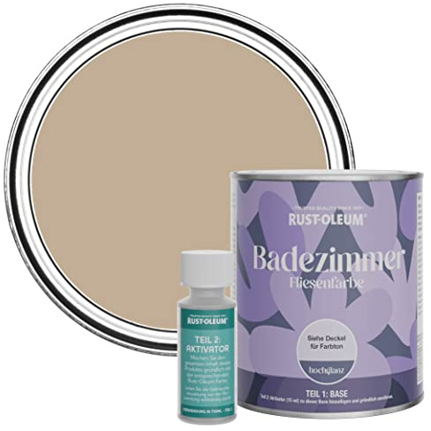 Rust-Oleum wasserfeste braun Fliesenfarbe für Badezimmer in Hochglanz Finish - Gesalzenes Karamell 750ML