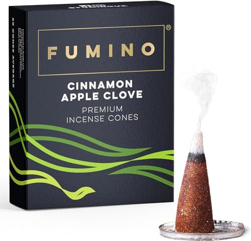 Fumino® Clavo de Manzana y Canela Conos de Incienso Fresco 15 por Caja Fragancia de Humo Masala Agarbatti para la Relajación, Meditación, Antiestrés - Decoración de Hogar
