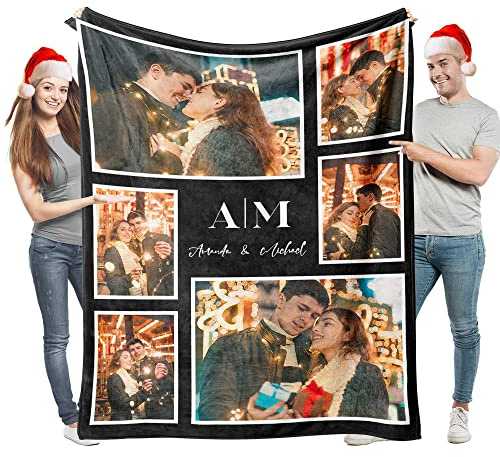Easycosy personalisierte Decke für Paare - Geschenke für Sie Frauen Benutzerdefinierte Bild ersonalisierte Foto Kuscheldecke für Freundin, Männer, Mama, Papa Jahrestag 150×230cm