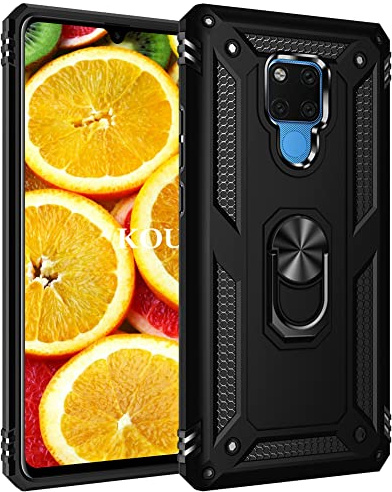 KOUYI Kompatibel mit Huawei Mate 20X Hülle, Handyhülle Cover TPU Magnetische Bumper Stoßdämpfung Schutzhülle Stoßfest Cover Case mit 360 Grad Drehbar Ringhalter für Huawei Mate 20X (Schwarz)