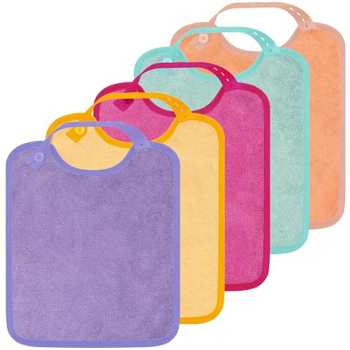 VENUSINO Baberos Bebe Impermeables - Fabricados En España - Pack De 5 30cm X 25cm - Con Goma Guardería - (Baby Girl)