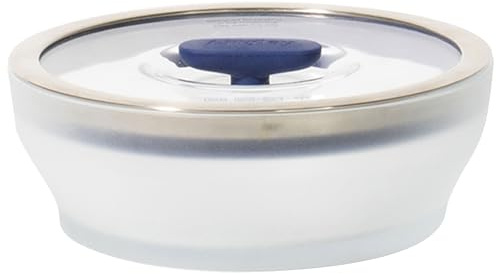 Anyday 4-Cup Microwave Cookware & Glass Container with Glass Lid, Plastic-Free Shallow Food Storage | Stackable Airtight Steamer with Vented Lid for Microwave-Safe Reheating, Steaming Vegetables
