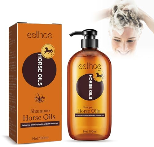 Shampoo Nutriente All'olio di Cavallo, Shampoo Protettivo Contro i Danni ai Capelli All'olio di Cavallo, Shampoo per Capelli Fragili e Sciupati, per Favorire la Crescita dei Capelli, Rinforzante