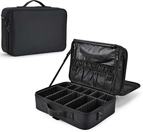 Make up Koffer Kosmetikkoffer Make up Tasche Groß Kosmetiktasche Schminktasche Schminkkoffer Make up Organizer Make up Bag Beauty Case Friseurtasche,Schwarz