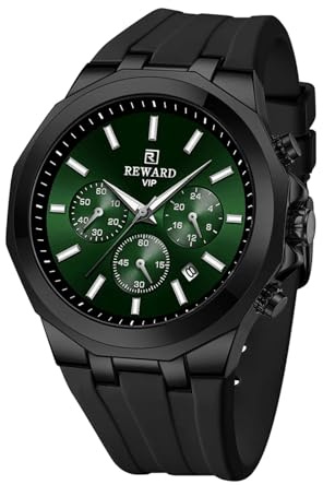 FORSINING Orologio da polso da uomo, analogico, al quarzo, casual, cinturino in silicone, impermeabile, sportivo, cronografo, luminoso