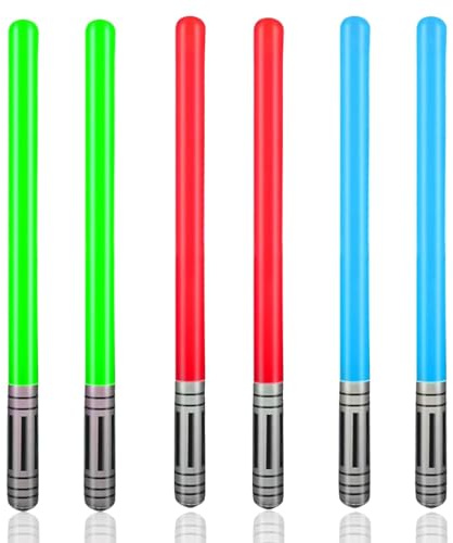 6 Stück Lichtschwert Ballons, Star-Wars Lichtschwert, Geburtstagsdeko, Aufblasbar Laserschwert Kinder, Umweltschutz PVC Lichtschwert, Schwert Stick Ballons für Party Zubehör Halloween Cosplay