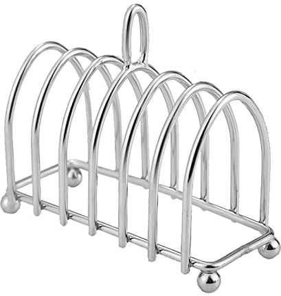 Tyenaza Porta Toast per 6 Fette, Griglia per Toast in Acciaio Inox con Slot per 6 Fette, Porta Pane Tostato per Colazione, con Manico per Panetteria da Cucina