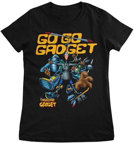 Inspector Gadget Licenciado Oficialmente Camiseta de Mujeres (Negro), Medium